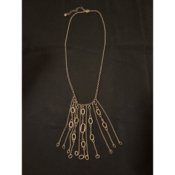 Cato Jewelry - Cato C1946 Signed 15” Goldtone Fringe Style Necklace Links And Chain